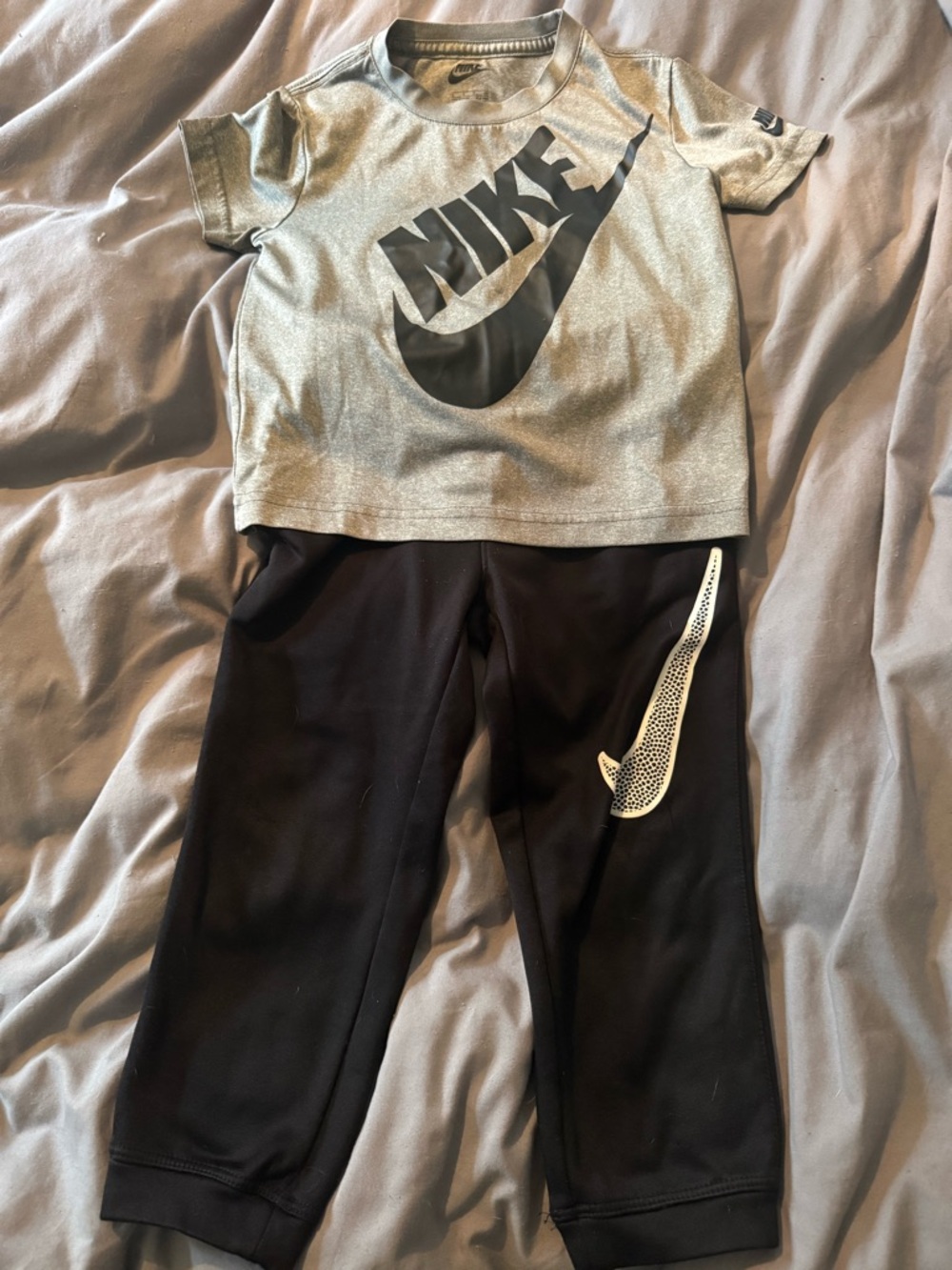 Nike Black Kids' Joggers with White Swoosh and Nike top